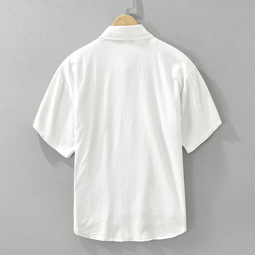 Men's 2025 Summer Patchwork Short Sleeve Shirt - Loose Fit Cotton Shirt